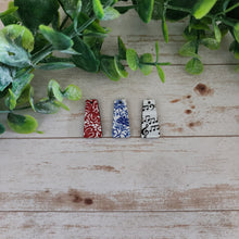 Load image into Gallery viewer, Patterned Wood Wide Angled Bar Drops