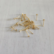 Load image into Gallery viewer, Flat Round Stud Backs/Posts/Findings, 3x12mm - GOLD, 24K Gold Plated 304 Stainless Steel