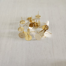 Load image into Gallery viewer, Flat Round Stud Backs/Posts/Findings, 10x12mm - GOLD, 24K Gold Plated 304 Stainless Steel