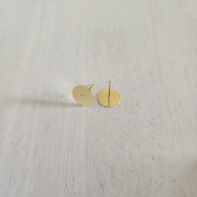 Load image into Gallery viewer, Flat Round Stud Backs/Posts/Findings, 10x12mm - GOLD, 24K Gold Plated 304 Stainless Steel