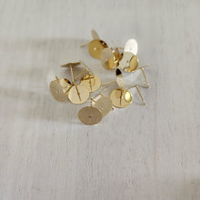 Load image into Gallery viewer, Flat Round Stud Backs/Posts/Findings, 12x12mm - GOLD, 24K Gold Plated 304 Stainless Steel