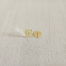Load image into Gallery viewer, Flat Round Stud Backs/Posts/Findings, 12x12mm - GOLD, 24K Gold Plated 304 Stainless Steel