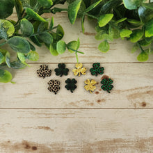Load image into Gallery viewer, Patterned Wood Clover Studs