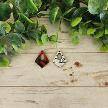 Load image into Gallery viewer, Patterned Wood Cutout Rounded Diamond Drops