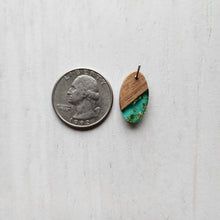 Load image into Gallery viewer, Transparent Resin with Gold Foil & Walnut Wood Oval Stud with Post - PALE TURQUOISE, 304 Stainless Steel