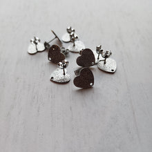 Load image into Gallery viewer, Textured Heart Stud with Post, 12mm - STAINLESS STEEL, 304 Stainless Steel
