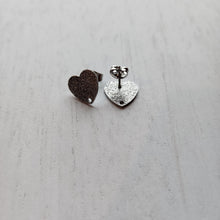 Load image into Gallery viewer, Textured Heart Stud with Post, 12mm - STAINLESS STEEL, 304 Stainless Steel
