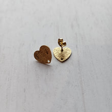 Load image into Gallery viewer, Textured Heart Stud with Post, 12mm - GOLD, Ion Plated 304 Stainless Steel