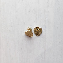 Load image into Gallery viewer, Textured Heart Stud with Post, 12mm - GOLD, Ion Plated 304 Stainless Steel