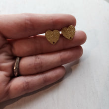 Load image into Gallery viewer, Textured Heart Stud with Post, 12mm - GOLD, Ion Plated 304 Stainless Steel