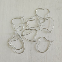 Load image into Gallery viewer, Heart Hoop Earring Finding, 37mm - STAINLESS STEEL, 304 Stainless Steel