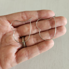 Load image into Gallery viewer, Heart Hoop Earring Finding, 37mm - STAINLESS STEEL, 304 Stainless Steel