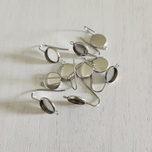 Load image into Gallery viewer, Ear Wire with Round Stud Bezel Connector, 10mm - STAINLESS STEEL, 304 Stainless Steel