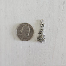 Load image into Gallery viewer, Detailed Christmas Tree Charm/Pendant - SILVER