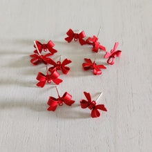 Load image into Gallery viewer, Bow Stud with Post - RED, Alloy with 925 Sterling Silver Post