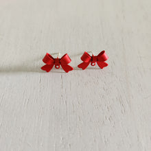 Load image into Gallery viewer, Bow Stud with Post - RED, Alloy with 925 Sterling Silver Post
