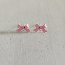 Load image into Gallery viewer, Bow Stud with Post - PEARL PINK, Alloy with 925 Sterling Silver Post