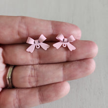 Load image into Gallery viewer, Bow Stud with Post - PEARL PINK, Alloy with 925 Sterling Silver Post