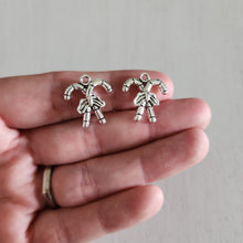 Load image into Gallery viewer, Christmas Crossed Candy Canes Double Sided Charm/Pendant - SILVER