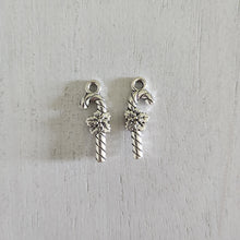 Load image into Gallery viewer, Christmas Candy Cane Double Sided Charm/Pendant - SILVER
