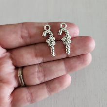 Load image into Gallery viewer, Christmas Candy Cane Double Sided Charm/Pendant - SILVER