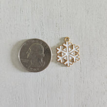 Load image into Gallery viewer, White Enamel Snowflake Charm/Pendant- GOLD & WHITE