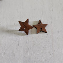 Load image into Gallery viewer, Walnut Wood Star Stud with Post - 304 Stainless Steel