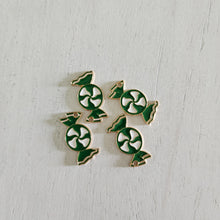 Load image into Gallery viewer, Christmas Green & White Enamel Candy Charm/Pendant- GOLD, GREEN, WHITE
