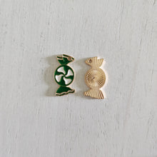 Load image into Gallery viewer, Christmas Green & White Enamel Candy Charm/Pendant- GOLD, GREEN, WHITE