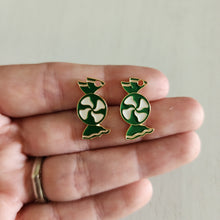 Load image into Gallery viewer, Christmas Green & White Enamel Candy Charm/Pendant- GOLD, GREEN, WHITE
