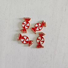 Load image into Gallery viewer, Christmas Red & White Enamel Candy Charm/Pendant- GOLD, RED, WHITE