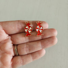 Load image into Gallery viewer, Christmas Red & White Enamel Candy Charm/Pendant- GOLD, RED, WHITE