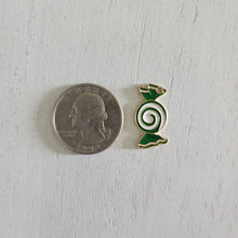 Load image into Gallery viewer, Christmas Green & White Enamel Spiral Candy Charm/Pendant- GOLD, GREEN, WHITE
