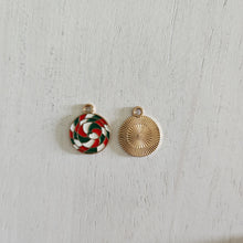 Load image into Gallery viewer, Christmas Red, White, & Green Enamel Twisted Spiral Mint Charm/Pendant- GOLD, RED, GREEN, WHITE