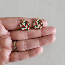 Load image into Gallery viewer, Christmas Red, White, & Green Enamel Twisted Spiral Mint Charm/Pendant- GOLD, RED, GREEN, WHITE