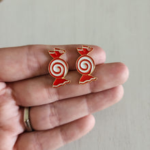 Load image into Gallery viewer, Christmas Red & White Enamel Spiral Candy Charm/Pendant- GOLD, RED, WHITE