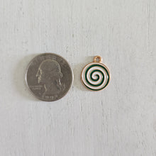 Load image into Gallery viewer, Christmas Green & White Enamel Spiral Mint Charm/Pendant- GOLD, GREEN, WHITE