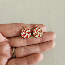 Load image into Gallery viewer, Christmas Red & White Enamel Twisted Spiral Mint Charm/Pendant- GOLD, RED, WHITE