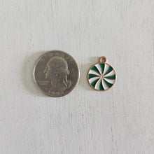 Load image into Gallery viewer, Christmas Green & White Enamel Mint Charm/Pendant- GOLD, GREEN, WHITE