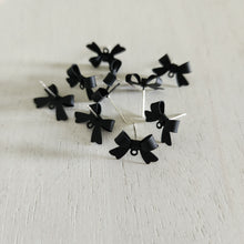 Load image into Gallery viewer, Bow Stud with Post - BLACK, Alloy with 925 Sterling Silver Post