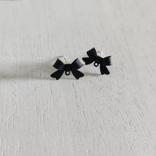 Load image into Gallery viewer, Bow Stud with Post - BLACK, Alloy with 925 Sterling Silver Post