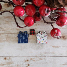 Load image into Gallery viewer, Christmas Patterned Wood Present Studs & Drops
