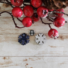 Load image into Gallery viewer, Christmas Patterned Wood Snowflake Studs & Drops