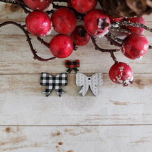 Load image into Gallery viewer, Christmas Patterned Wood Bow Studs & Drops