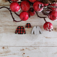 Load image into Gallery viewer, Christmas Patterned Wood Sweater Studs & Drops