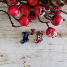 Load image into Gallery viewer, Christmas Patterned Wood Stocking Studs & Drops