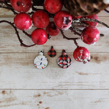 Load image into Gallery viewer, Christmas Patterned Wood Ornament Studs & Drops