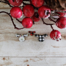 Load image into Gallery viewer, Christmas Patterned Wood Moose Head Studs & Drops