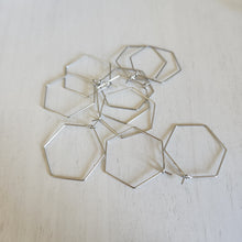 Load image into Gallery viewer, Hexagon Hoop Earring Finding, 28mm - STAINLESS STEEL, 316 Stainless Steel