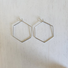 Load image into Gallery viewer, Hexagon Hoop Earring Finding, 28mm - STAINLESS STEEL, 316 Stainless Steel